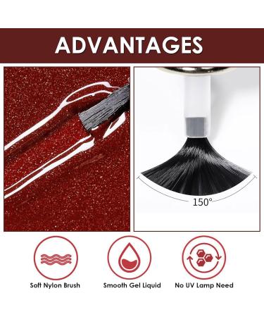 Glitter Nail Polish Wine Red Glitter Nail Varnish Long Lasting Chip Resistant & Quick Drying Nail Polish Gel for Women Girls Christmas DIY Nail Art at Home 10ML (Wine Red Glitter) - Buy Online on GoSupps.com