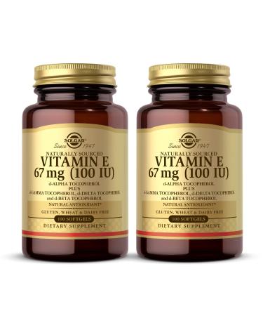 Solgar Vitamin E 67 mg (100 IU), 100 Mixed Softgels - Pack of 2 - Natural Antioxidant, Skin & Immune System Support - Naturally-Sourced Vitamin E - Gluten Free, Dairy Free - 200 Total Servings