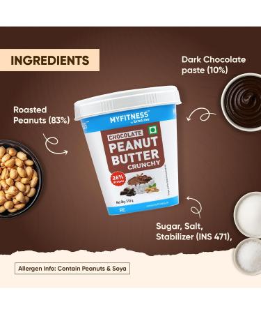 MYFITNESS Peanut Butter Chocolate Crunchy Non-GMO Gluten-Free No Preservative All Natural Ingredient High Protein Made with American Recipe 510 gm - Buy Online on GoSupps.com