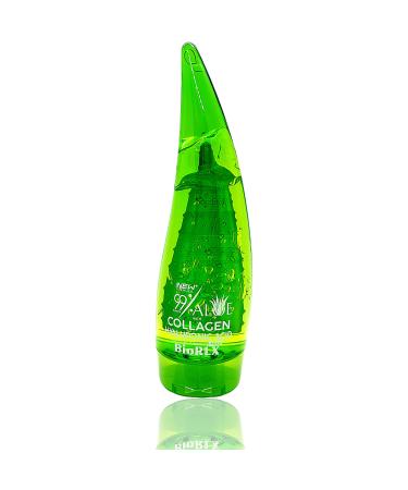 BioRLX 99% Purity Aloe Vera Gel with Collagen and Hyaluronic Acid for Face Body and Hair & Soothing Moisture Sun Burns Anti Wrinkle Anti Aging Razor Bumps Dry Skin (250ml)