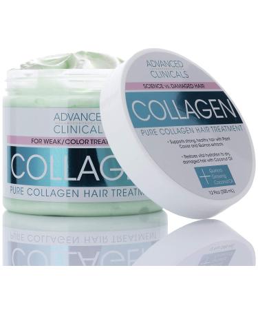 Advanced Clinicals Collagen Hair Mask Treatment - Fortifying Protein Conditioner for Color Treated Hair - 12 Fl Oz (2-Pack) - Buy Online on GoSupps.com