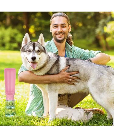Nepfaivy Dog Water Bottle - 550ml Leak-Proof Drinking Bottle with Foldable Feeder for Hiking & Travel - Ideal for Small to Large Dogs - Pink - Buy Online on GoSupps.com