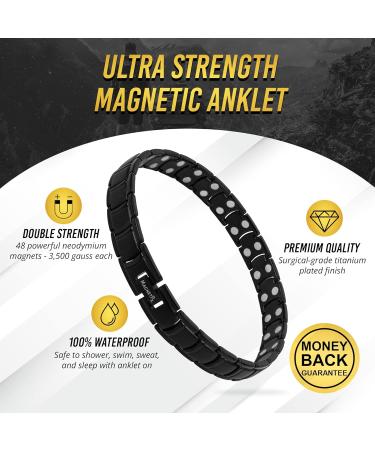 MagnetRX Ultra Strong Magnetic Anklet for Men | Titanium Magnetic Anklet (Black) - Shop Now! - Buy Online on GoSupps.com