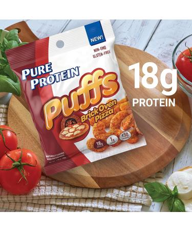 Brick Oven Pizza Pure Protein Puffs - 18g Protein High Protein Snack - 1.05oz, 12 Count - Buy Online on GoSupps.com