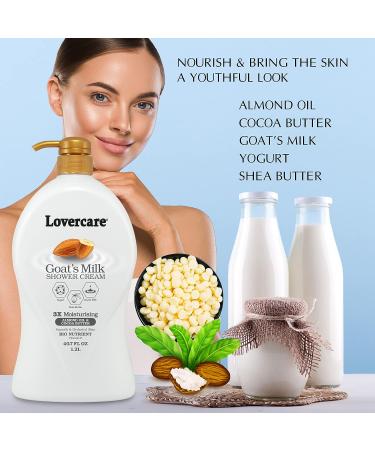 Lover's Care Goat's Milk Shower Cream - 3x Moisturizing with Almond Oil and Cocoa Butter - Buy Online on GoSupps.com