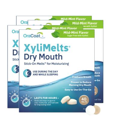 Oracoat Xylimelts oral adhering discs, mild mint 160 count, 40 Count (Pack of 4)