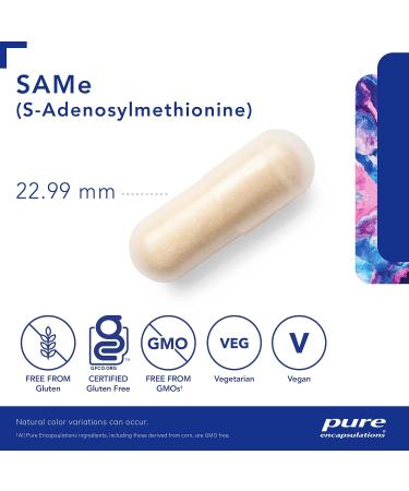 Pure Encapsulations SAMe S-Adenosylmethionine 180's - Supports Phosphatidylcholine Production & Cellular Membrane Integrity - Supports Joint Flexibility - Gluten Free & Non-GMO - 60 Capsules - Buy Online on GoSupps.com