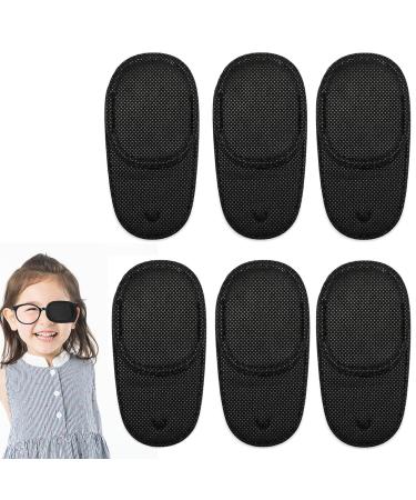 Eye Patches for Kids Adults 6pcs Eye Patches for Glasses Treat Lazy Eye Amblyopia Strabismus for Left or Right Eyes Black Reusable Non-Woven Eyepatch (Black)