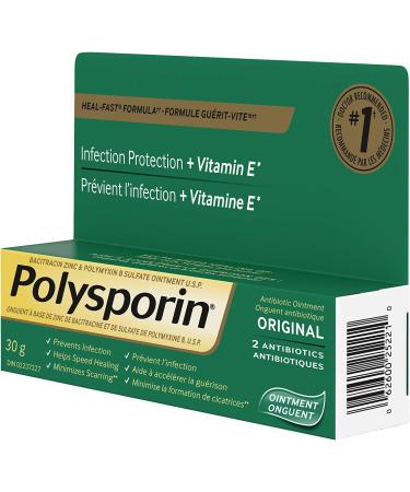 Polysporin Antibiotic Ointment Heal-Fast Formula Infection Protection + Vitamin E 2 Antibiotics Pack of 1 30g 30 Grams Vitamin E - Buy Online on GoSupps.com