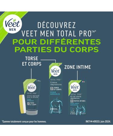 VEET MEN - Hair Removal Creams with Dome Applicator - Sensitive Skin - 3 x 100 ml - Buy Online on GoSupps.com