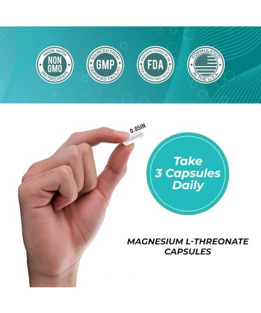 Pure Organic Magnesium L-Threonate 144 mg per Serving High-Absorption Bioavailable Magnesium Supplement | 90 Capsules 30-Day Supply - GMP Non-GMO ISO - Buy Online on GoSupps.com