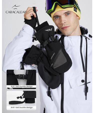 Caracaleap Waterproof Winter Ski Gloves for Men & Women - Black Mittens for Snow Activities - Buy Online on GoSupps.com