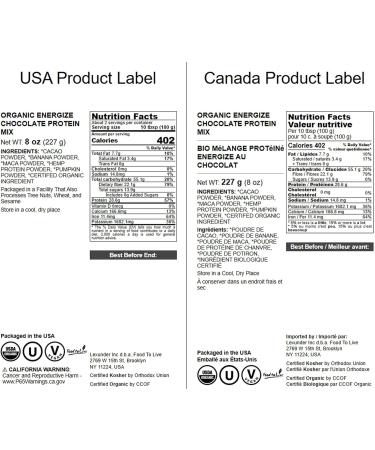 Food to Live Organic Energize Chocolate Protein Mix 8 Ounces Plant-Based Blend with Hemp and Pumpkin Protein. Cacao Banana and Maca Powders. Perfect for Smoothies and Shakes. Vegan Kosher Bulk Chocolate 8 Ounce (Pack  - Buy Online on GoSupps.com