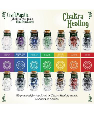 Skull Spells Jars Crystal Set with Crystal Grids - Witchy Gifts for Women - Chakra Gemstones for Healing - Wiccan Supplies and Tools - Buy Online on GoSupps.com