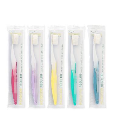 Nimbus Extra Soft Toothbrushes (Regular Size Head), Periodontist Design Tapered Bristles for Sensitive Teeth and Receding Gums, Individually Wrapped Plaque Remover Travel Toothbrush (5 Pack, Colors May Vary)