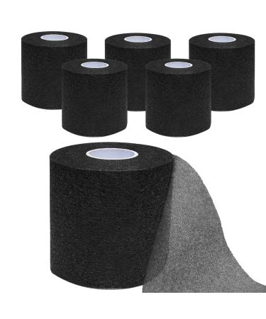 6 Rolls Pre Wrap Tape Athletic Black Prewrap Headbands for Hair Foam Underwrap Sports Wrap Pre Wrap (Foam)-6 Rolls