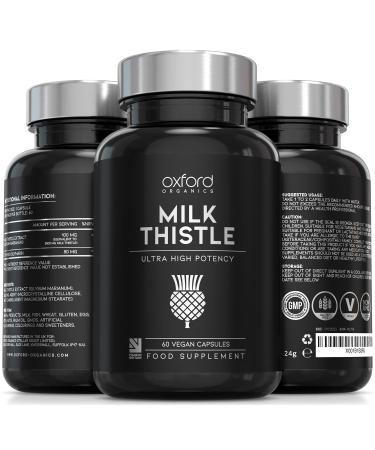 Milk Thistle Capsules High Strength 3500mg | 60 Vegan Caps Equivalent to 3500mg of Raw Milk Thistle | 100mg of Ultra High Potency Milk Thistle Extract per Capsule (80mg Silymarin!) | Made in The UK