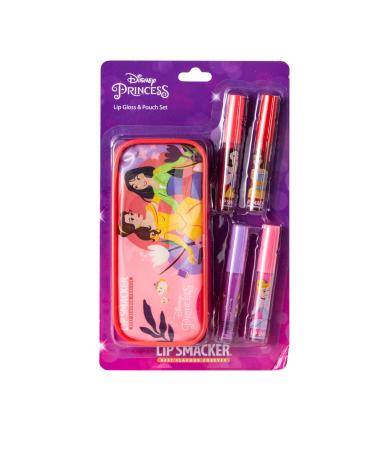 Lip Smacker Disney Princess Lip Gloss Set Colorful Make-up Giftset for Kids Including 4 Shiny Lip Glosses and a Zippered Pouch for your Kids' Princess Look On-the-Go 2023 Version