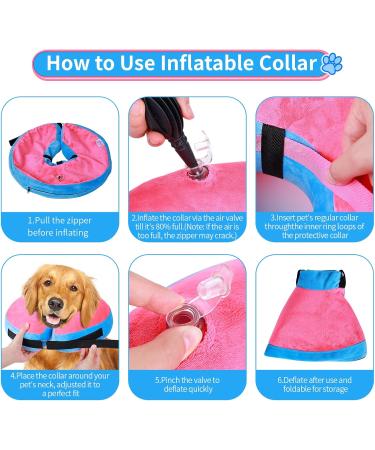 FWLWTWSS Inflatable Dog Collar - Adjustable Velcro Leak Protection for Post-Op Recovery - Pink XL (Neck: 45.7cm-63.5cm) - Buy Online on GoSupps.com