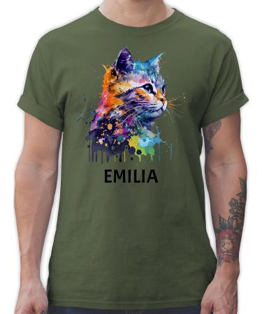 Gift with name personalized by Shirtracer - T-Shirt Men - Cat Cat Citten Cats Cat Lover 01 Army Green XXL