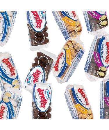 Hostess Donettes Variety Pack - Powdered, Frosted, Double Chocolate, Crunch - 12 Packs (72 Donettes) - Buy Online on GoSupps.com