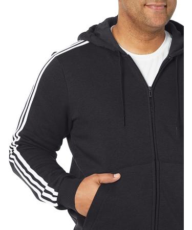 adidas Men's Essentials Fleece 3-Stripes Full-Zip Hoodie - Large Black - Buy Online on GoSupps.com