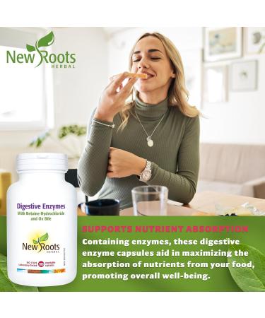 New Roots Herbal Digestive Enzymes with HCL 100 Veg Capsules - Comprehensive Digestive Support Supplement for Men & Women Eases Discomfort Includes Papaya & Lipase Enzymes Pancreatic Function Aid - Buy Online on GoSupps.com