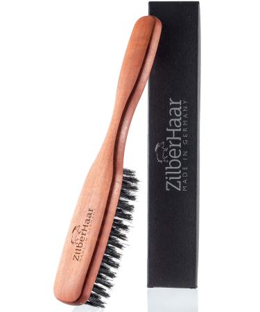ZilberHaar - Long Hair & Beard Brush - Made From Stiff First Cut Boar Bristles and Pearwood - Perfect Beard Care for Men - Works with all Beard Balms and Beard Oils - 8.6 Inches Long