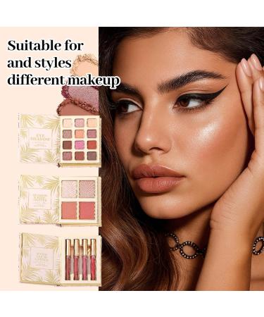  Hailerio Glitter Makeup Palette - 12 Colours Bookstyle Glitter Eyeshadow Makeup Palette with 4 Blushers and 4 Lip Shimmer for Women Girls Party - Buy Online on GoSupps.com