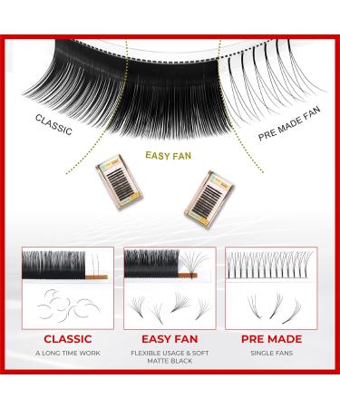 The Lash Supply Easy Fan Volume Eyelashes | C/D Curl | 9-20mm | 0.05 Thickness | Professional Magic Lashes Extension Supplies - Buy Online on GoSupps.com