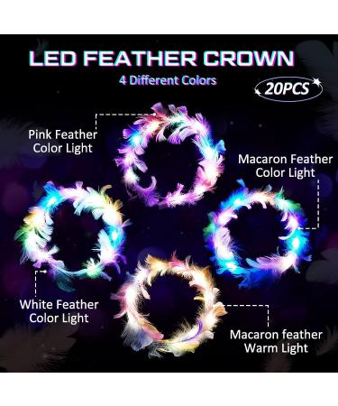 Feather Crown Headband with LED Lights - Adjustable Luminous Festival Hair Accessory for Women and Girls - Buy Online on GoSupps.com