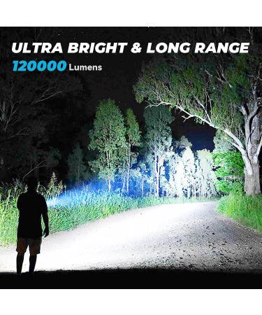 120000 Lumen Rechargeable LED Flashlight | Super Bright, 7 Modes, COB Work Light | IPX6 Waterproof Handheld Flashlight for Emergencies, Camping, Hiking - Buy Online on GoSupps.com