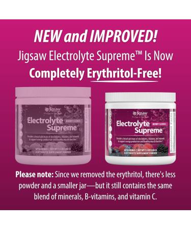 Jigsaw Health Electrolyte Supreme | Broad Spectrum of Electrolytes + Trace Minerals | Berry-Licious Flavor | 60 Servings (Jar) Jar Berry-Licious 60 Servings (Pack of 1) - Buy Online on GoSupps.com