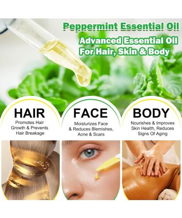 100% Pure Peppermint Oil for Hair Growth - Essential Oil for Diffuser with Dropper | Shop Internationally - Buy Online on GoSupps.com