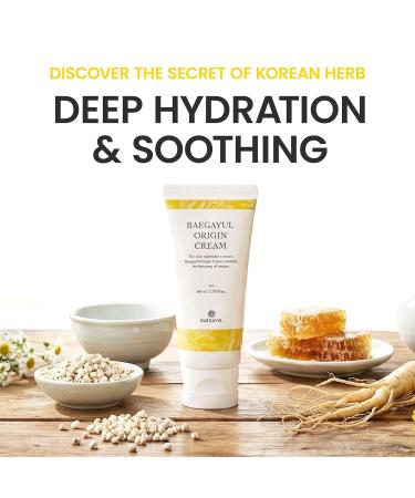 Baegayul ORIGIN Face Moisturizer Cream - Korean Daily Moisturizer with Propolis & Coix Seed Extract complex - Deep skin Hydration & Soothing for Dry Sensitive Skin 2.71 fl oz  - Buy Online on GoSupps.com