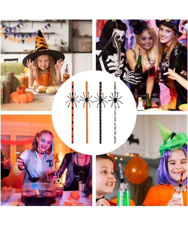 Halloween Straws - Decorative Drinking Paper Straws with Spider Design Halloween Decorative Drinking Straws Halloween Supplies for Kids Pochy 10 Spiders - Buy Online on GoSupps.com