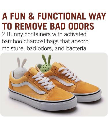 Monkey Business Shoe Odor Eliminators - 2 Cute Bunny Deodorizers for Sneakers, Activated Charcoal Freshness for Wadrobe, Lockers & Gym Bags, Eco-Friendly Refill - Sneakers Peeker Green White - Buy Online on GoSupps.com