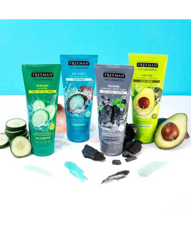 FREEMAN Facial Mask Variety Pack - Oil-Absorbing Clay, Renewing Peel-Off, Hydrating Gel, Polishing Charcoal - 6 fl oz Tubes (4 Pack) - Buy Online on GoSupps.com