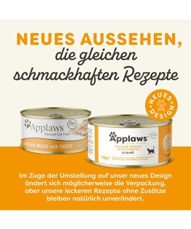 Applaws 100% Natural Wet Cat Food - Chicken with Cheese 156g Tin (Pack of 24) | High-Quality Cat Food in Broth | Buy Online & Ship Internationally - Buy Online on GoSupps.com