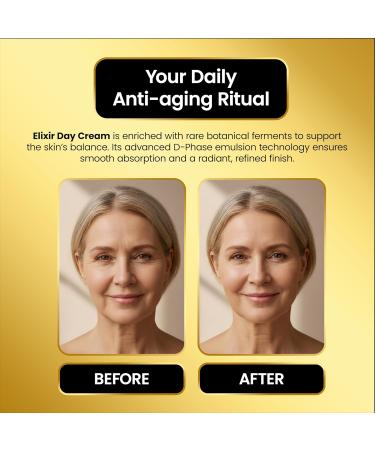 Elixir Day Cream Luxurious Silk Anti-Aging Cream NO Preservatives or Parabens. For All Skin Types Targets Wrinkles Face Neck & Decollate Over 50 Skin Nutrients Collagen Squalene & Repair Vitamins 1.8 Ounce (Pack of 1) - Buy Online on GoSupps.com