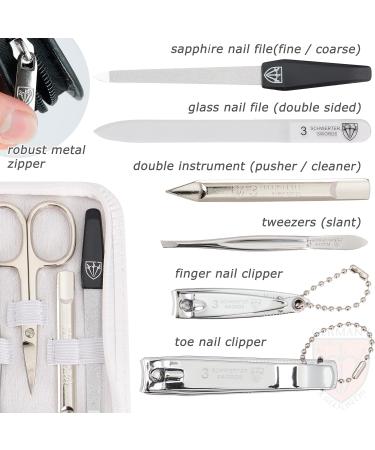 3 Swords Germany - brand quality 8 piece manicure pedicure grooming kit set for professional finger & toe nail care scissors clipper fashion leather case in gift box Made by 3 Swords (002037) WHITE - SYNTHETIC LEATHER - Buy Online on GoSupps.com