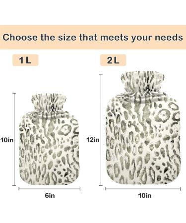 NAANLE 2L Transparent Hot Water Bottle - Watercolor Leopard Pattern for Pain Relief & Warmth | Ideal for Bed & Hand/Foot Therapy - Buy Online on GoSupps.com