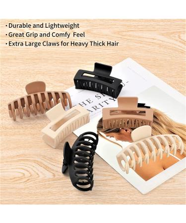 79style 6pcs Big Hair Claw Clips Neutral Colors Hair Clips For Women Claws Clips For Thick Hair Banana Clips Medium Large Hair Claws Square Strong Hold Hair Styling Accessories For Women ( 3pcs 4.3 Inch+ 3pcs 3.54 Inch ) 3 - Buy Online on GoSupps.com