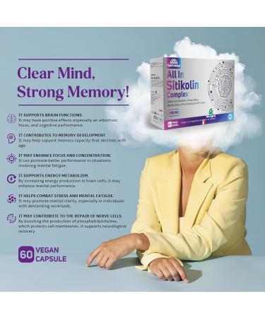 Camrusepa All in Citicoline Complex Vegan Capsules with Citicoline Phosphatidylserine Ginkgo Biloba Rhodiola & Panax Ginseng Supports Memory Focus & Mental Energy 60 Vegan Capsules - Buy Online on GoSupps.com