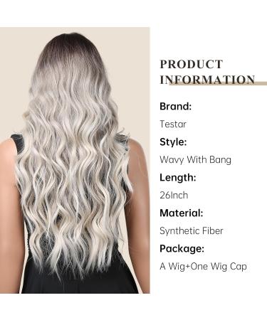 Testar Gray Wigs for Black Women - Long Ombre Brown Gray Curls with Bangs | Heat-Resistant Synthetic Wigs for Daily Wear - Buy Online on GoSupps.com