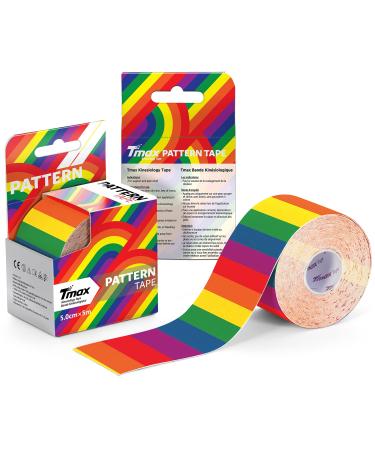 Tmax Waterproof Kinesiology Tape | Athletic Sports Tape for Injury Muscle Support Pain Relief Joint Support and Physiotherapy (5 m * 5 cm) Rainbow