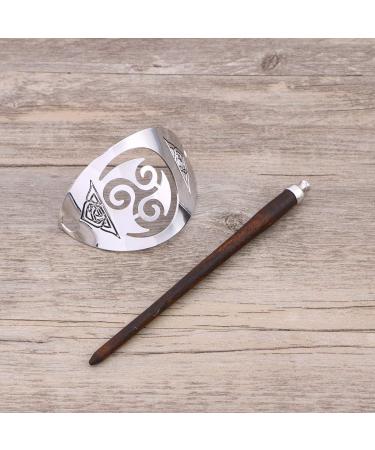Lurrose Vintage Alloy Celtic Hair Clip with Wooden Slide Hair Stick for Women - Long Hair Bun Chignon Maker - Buy Online on GoSupps.com
