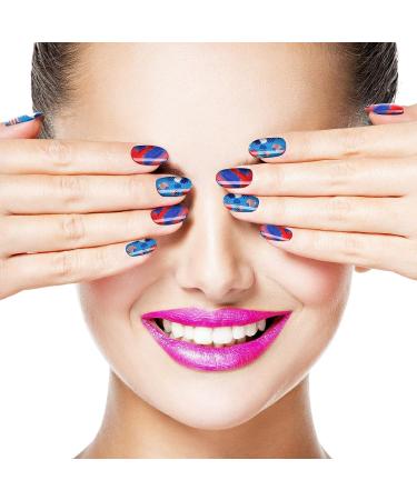 Dunzy 16 Sheets 4th of July Nail Stickers - Patriotic Independence Day Design with Nail File - Self-Adhesive Wraps & Decals for Manicure - Buy Online on GoSupps.com