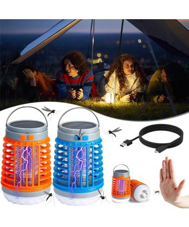 Multiplen Mosquito Zapper 2024 New Outdoor Waterproof Solar Bug Zapper Lamp Solar Bug Zapper Outdoor Solar Powered Bug Zapper Outdoor (Blue+Orange)