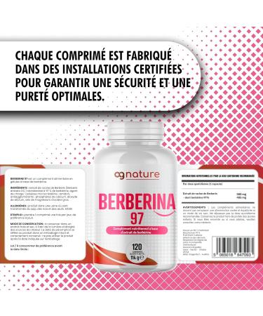 AG nature Berberine HCL 500 mg 120 Tablets - Natural High Dosage Supplement for Cardiovascular and Cardiometabolic Wellness - Buy Online on GoSupps.com